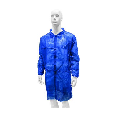 Bezoekersjas non woven zwaar klittenband blauw maat XXL
