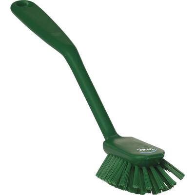Vikan vaatwasborstel met schraaprand polyester vezels medium groen 280x60x55 mm (42372)