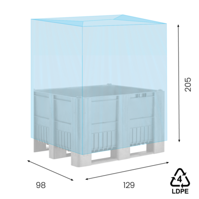 LDPE hoezen 129/+49+49 x205 cm 25 mµ 2% blauw op koker