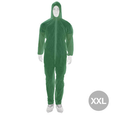 Coverall PP non-woven met ritssluiting groen maat XXL