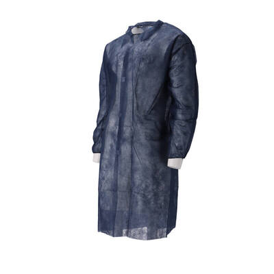Bezoekersjas PP non-woven klittenband blauw maat L