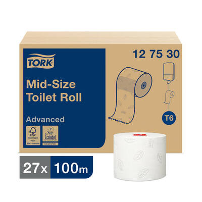 Tork mid-size toiletpapier advanced 2-laags wit compact (127530)