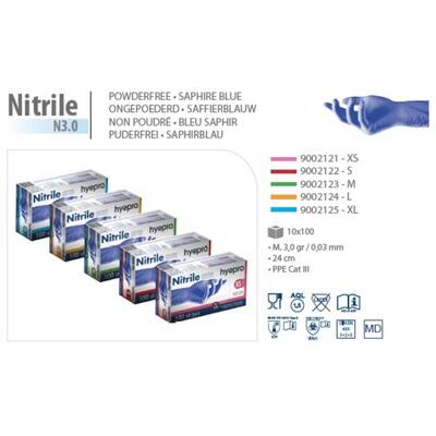 Onderzoekshandschoenen ongepoederd nitril blauw maat XL