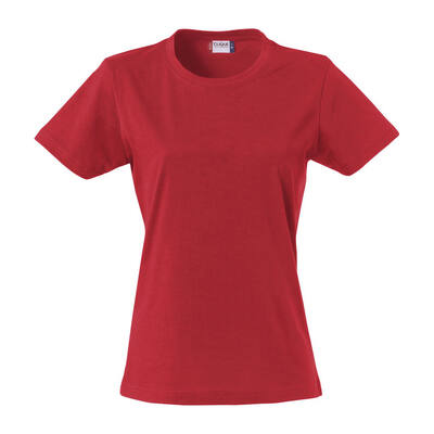 T-Shirt Clique Basic Ladies inclusief bedrukking rood maat S