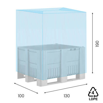 LDPE hoezen 130/50 x 190cm 30mµ blauw 2% op koker