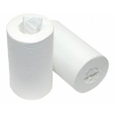 Poetsrollen mini 1-laags wit cellulose zonder kern 20cm x 120m