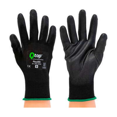 Huishoudhandschoenen PU flex zwart maat L (9) 20 x 12 paar
