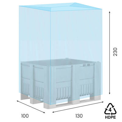HDPE hoezen 130/50x230 cm 20my blauw 2% op koker