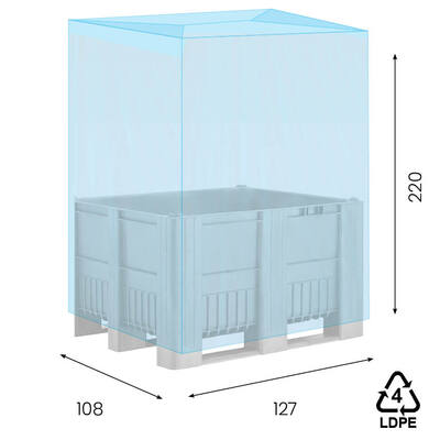 LDPE hoezen dubbele bodemseal 127/54 x 220cm 100mµ blauw los 2%