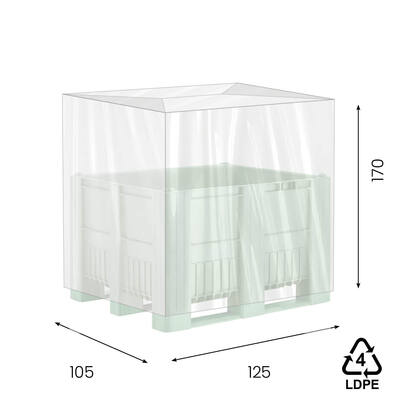 LDPE hoezen 125/52,5x170cm 80my transparant op koker