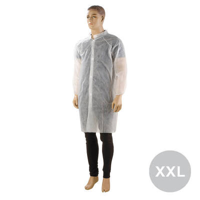 Bezoekersjas klittenband wit maat XXL