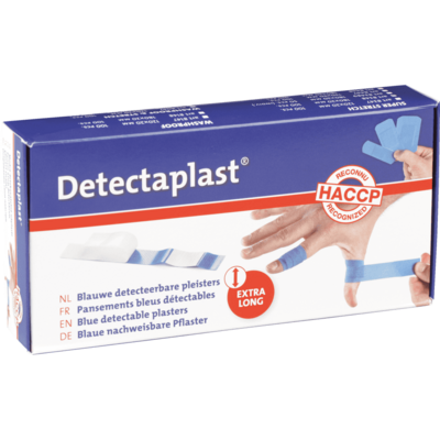 Detectaplast waterproof metal & X ray detectable pleisters 180x20 mm blauw