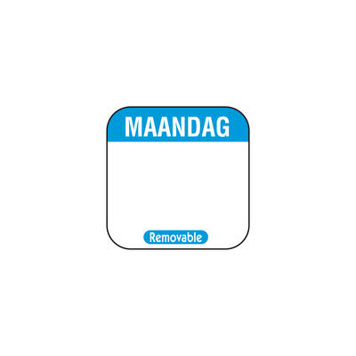 Daglabel 'Maandag' beschrijfbaar en verwijderbaar 25x25 mm