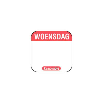 Daglabel 'Woensdag' beschrijfbaar en verwijderbaar 25x25 mm