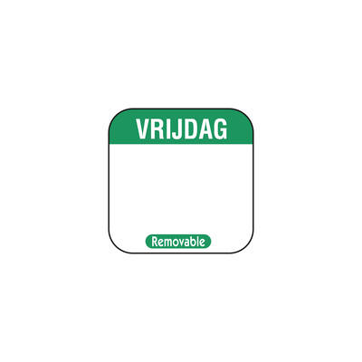 Daglabel 'Vrijdag' beschrijfbaar en verwijderbaar 25x25 mm