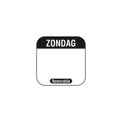 Daglabel 'Zondag' beschrijfbaar en verwijderbaar 25x25 mm