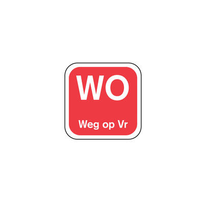 Daglabel 'Wo weg op Vr' afwasbaar 19x19 mm