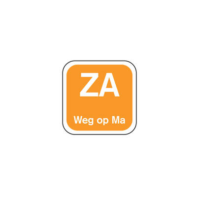 Daglabel 'Za weg op Ma' afwasbaar 19x19 mm